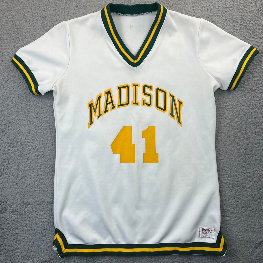 Vintage Madison Muskies Baseball Jersey Bristol College Line Mens L White